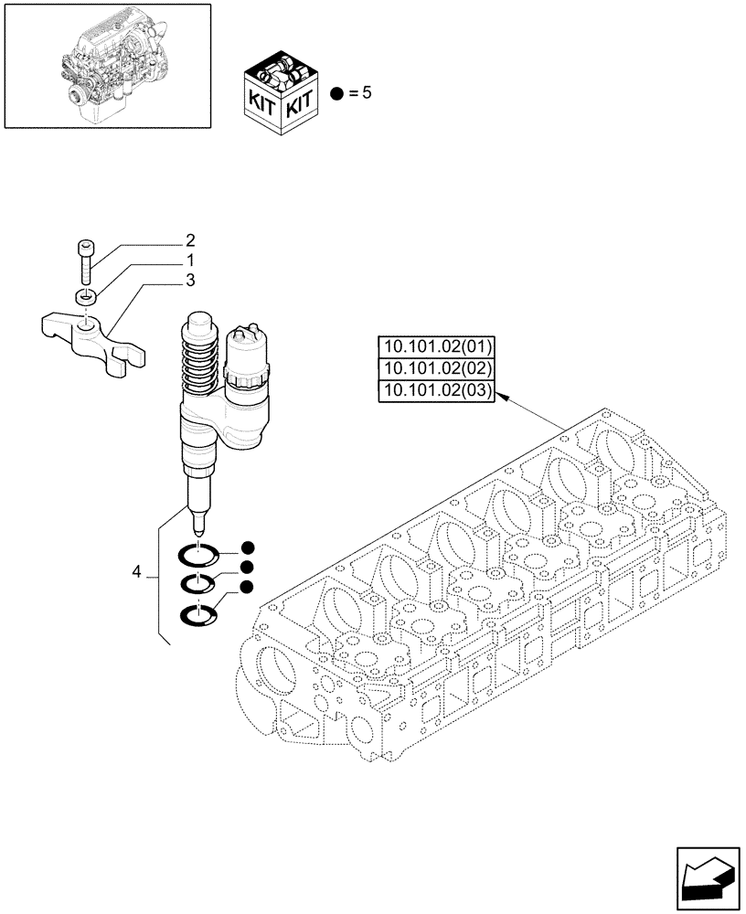 Схема запчастей Case IH 8120 - (10.218.03[02]) - INJECTOR & RELATED PARTS - 8120/8120(LA) (10) - ENGINE