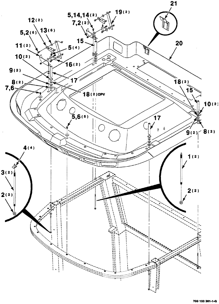 Схема запчастей Case IH 8870 - (07-22) - HEADLINER AND HINGE ASSEMBLIES (90) - PLATFORM, CAB, BODYWORK AND DECALS