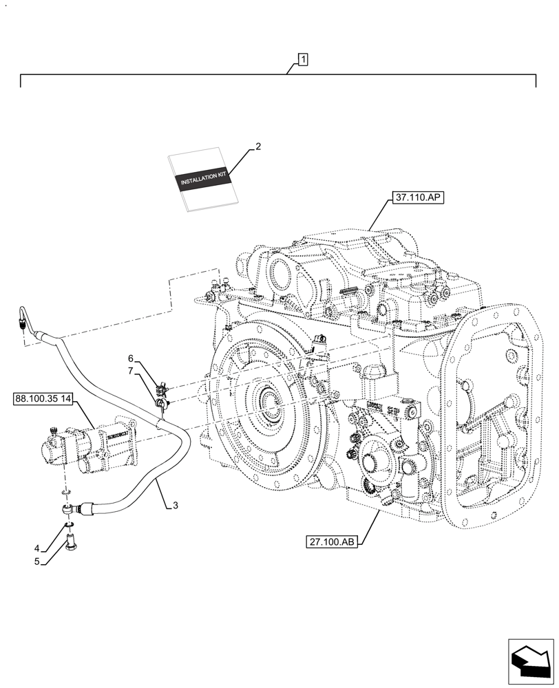 Схема запчастей Case IH FARMALL 140A - (88.100.35[16]) - VAR - 720370 - DIA KIT, TRAILER BRAKE (88) - ACCESSORIES