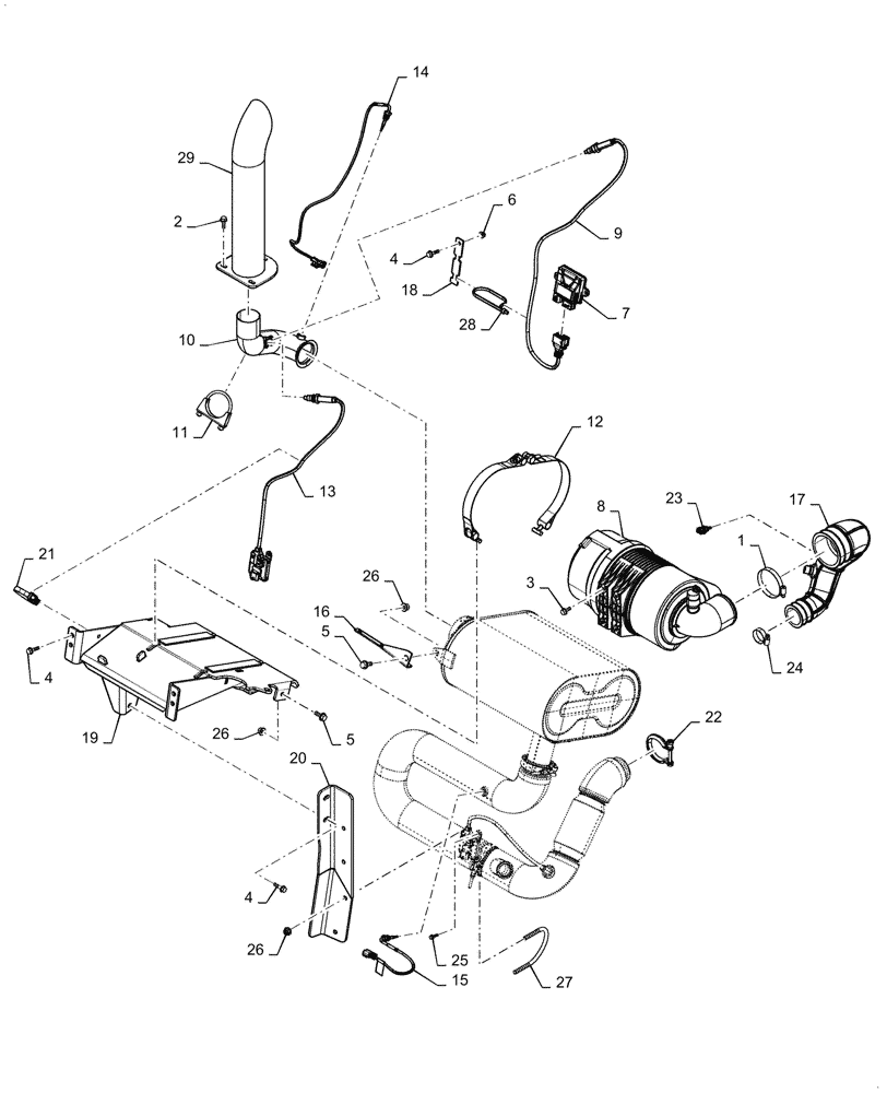 Схема запчастей Case IH TV380 - (10.202.020) - SCR MUFFLER COMPONENTS (10) - ENGINE