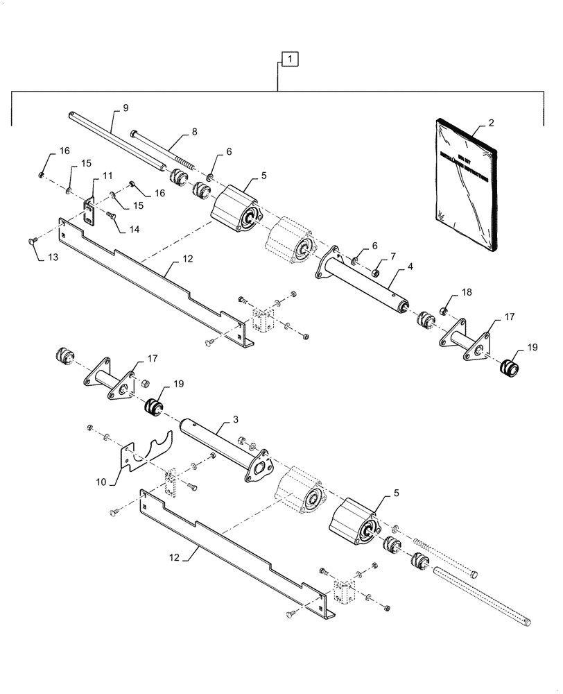 Схема запчастей Case IH 3162 - (58.130.02[04]) - KIT DUAL CENTER TORSION (58) - ATTACHMENTS/HEADERS