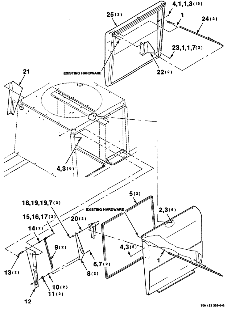 Схема запчастей Case IH 8870 - (07-54) - DOOR MOUNTING ASSEMBLIES (90) - PLATFORM, CAB, BODYWORK AND DECALS