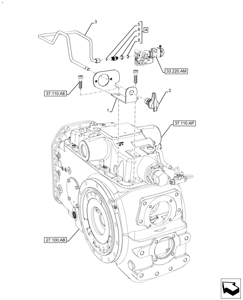 Схема запчастей Case IH FARMALL 110A - (33.220.AC[02]) - VAR - 330718 - TRAILER BRAKE, VALVE LINES (33) - BRAKES & CONTROLS