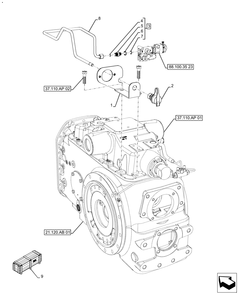 Схема запчастей Case IH FARMALL 110A - (88.100.35[22]) - VAR - 720370 - DIA KIT, TRAILER BRAKE (88) - ACCESSORIES