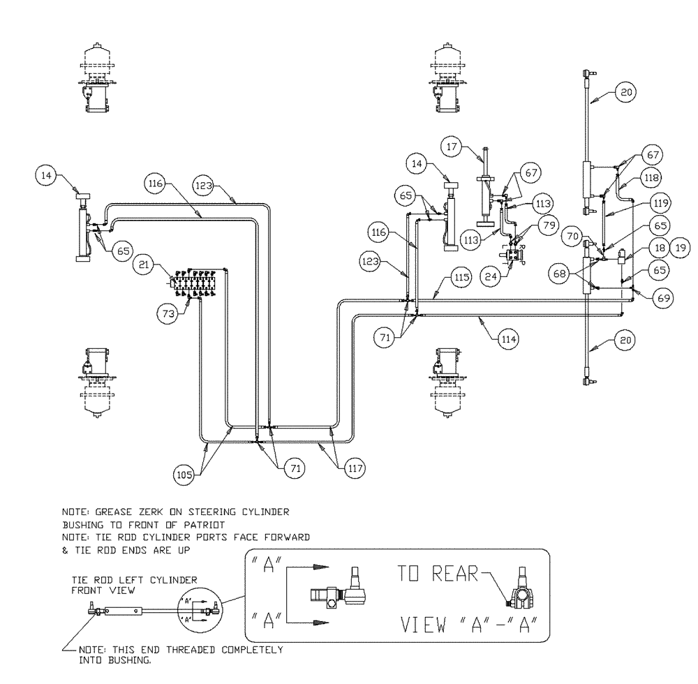 Схема запчастей Case IH PATRIOT XL - (06-003) - HYDRAULIC PLUMBING-STEERING 7-BANK VALVE Hydraulic Plumbing