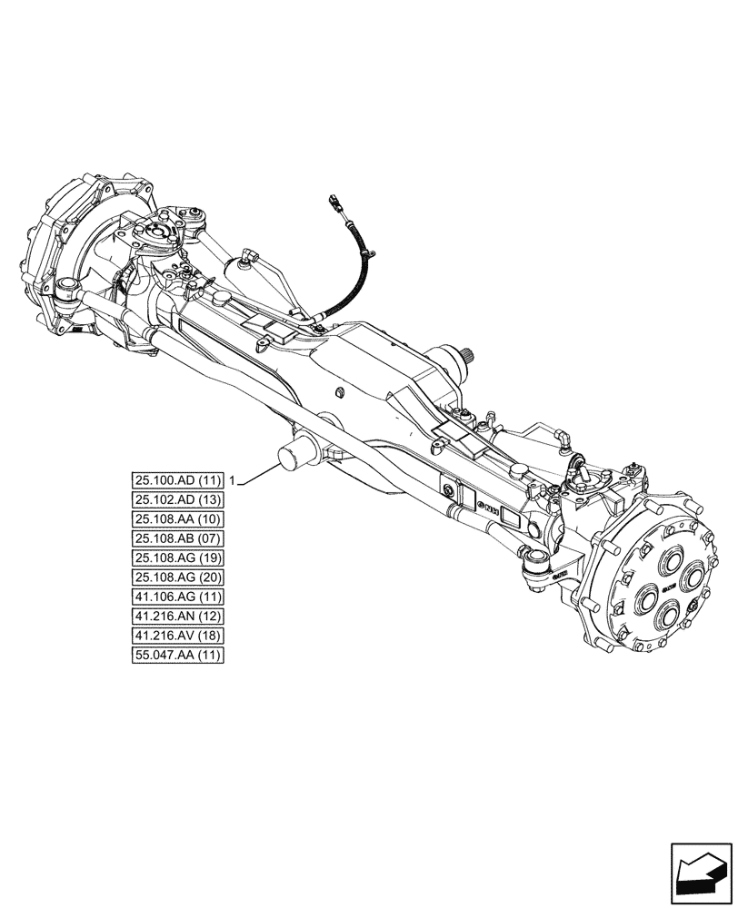 Схема запчастей Case IH PUMA 240 CVT - (25.100.AA[07]) - VAR - 391157 - 4WD FRONT AXLE (25) - FRONT AXLE SYSTEM