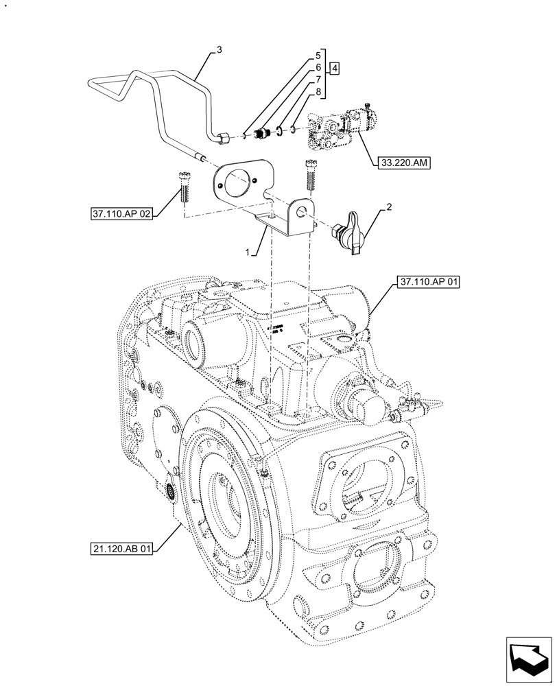 Схема запчастей Case IH FARMALL 120A - (33.220.AC[02]) - VAR - 330718 - TRAILER BRAKE, VALVE, LINES (33) - BRAKES & CONTROLS