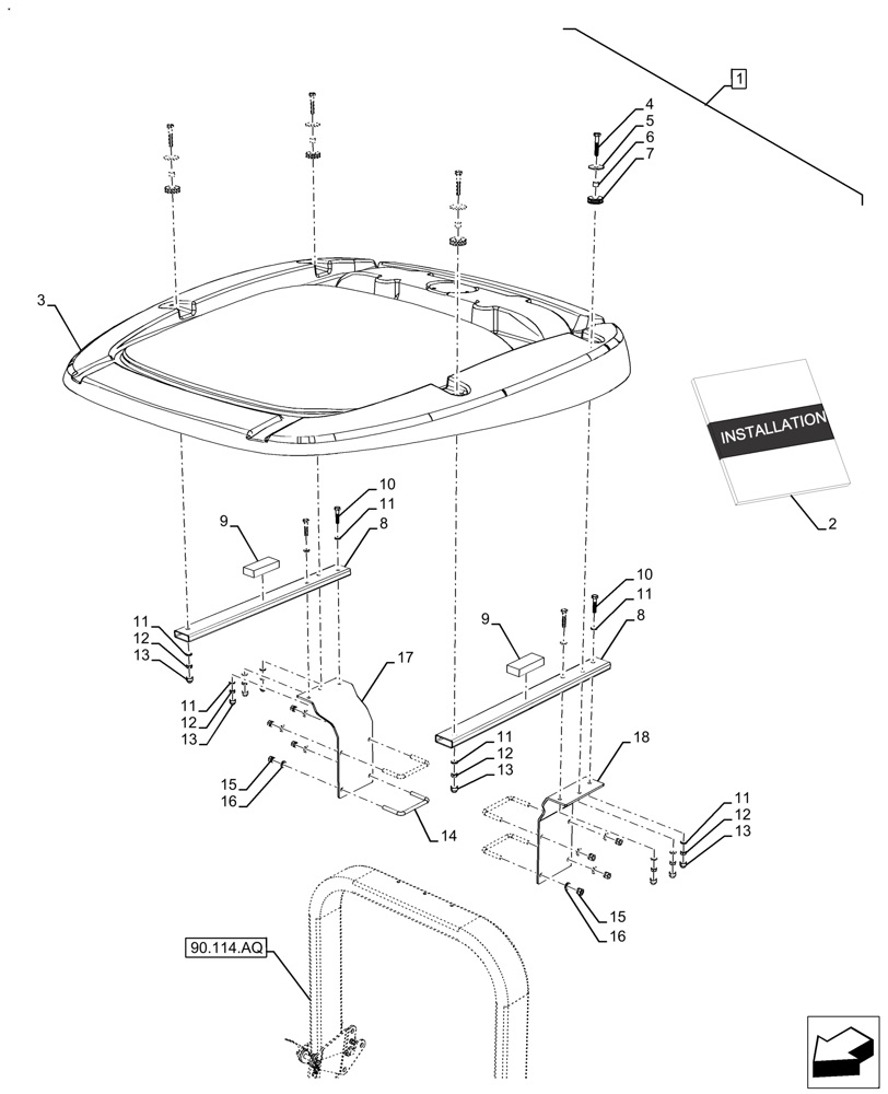 Схема запчастей Case IH FARMALL 110A - (88.100.90[10]) - VAR - 718155 - DIA KIT, CANOPY (88) - ACCESSORIES