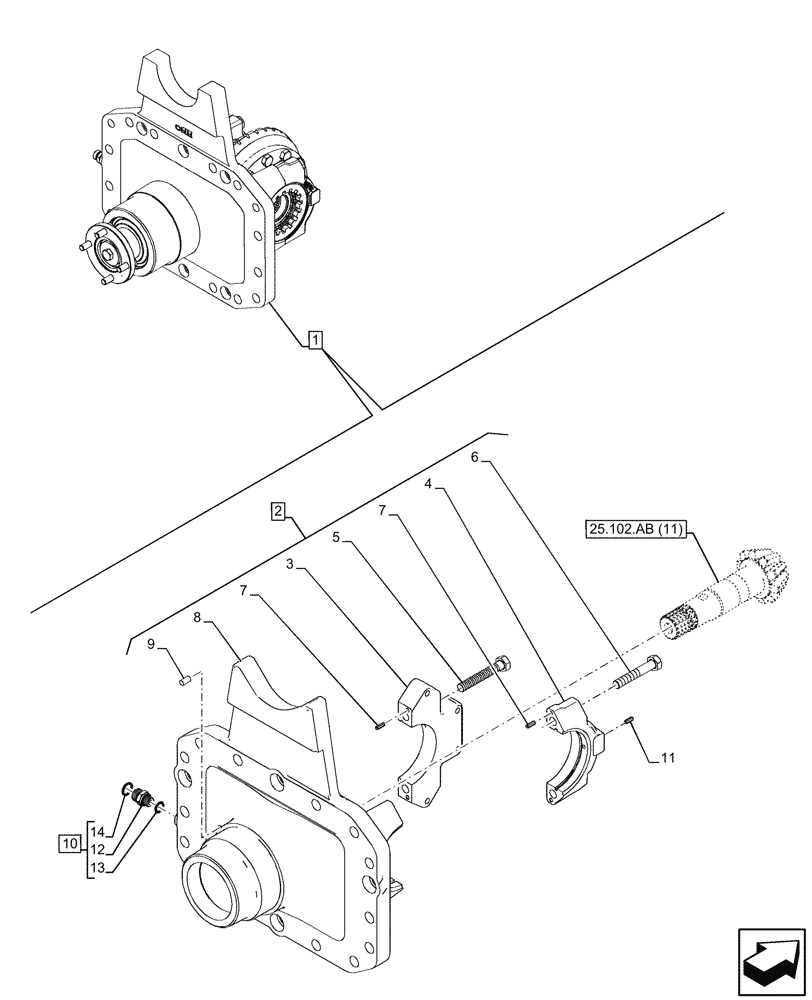 Схема запчастей Case IH PUMA 240 CVT - (25.102.AC[13]) - VAR - 758049 - SUSPENDED FRONT AXLE, W/ FRONT BRAKES, DIFFERENTIAL, DIFFERENTIAL CARRIER (25) - FRONT AXLE SYSTEM