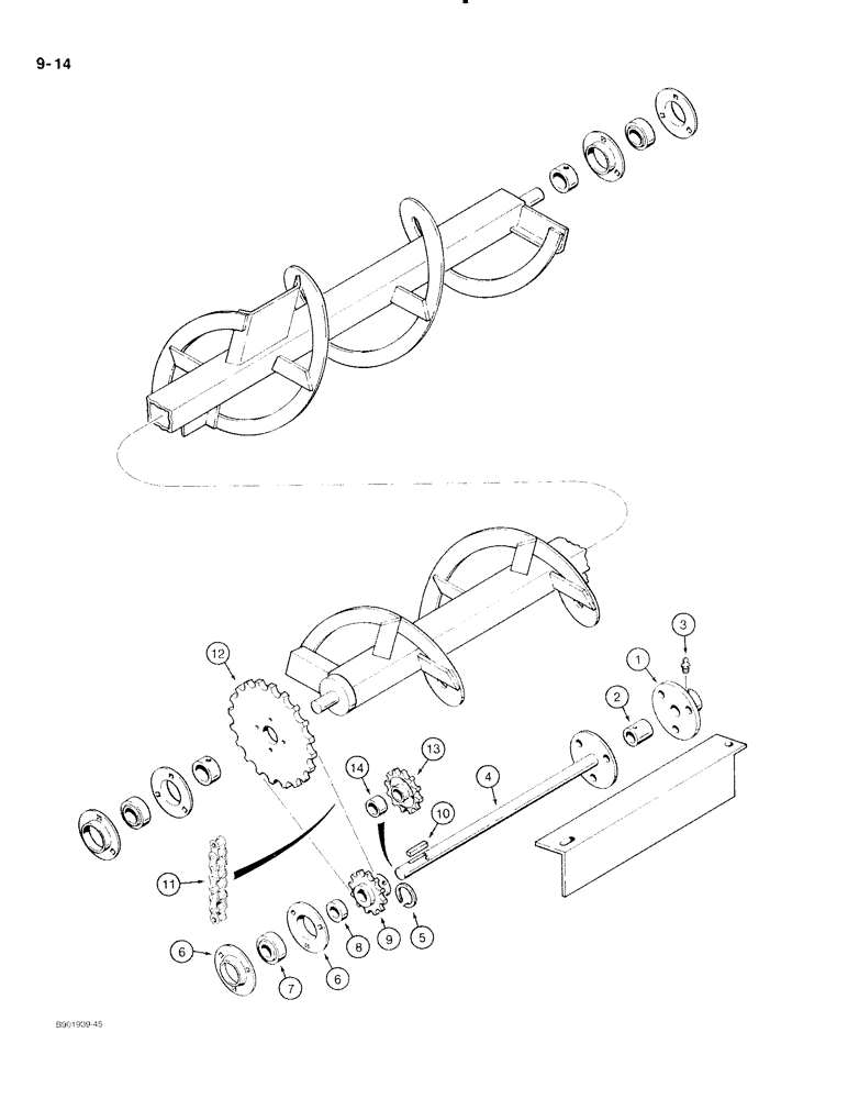 Схема запчастей Case IH 80 - (9-14) - LOWER AUGER AND DRIVE (09) - CHASSIS