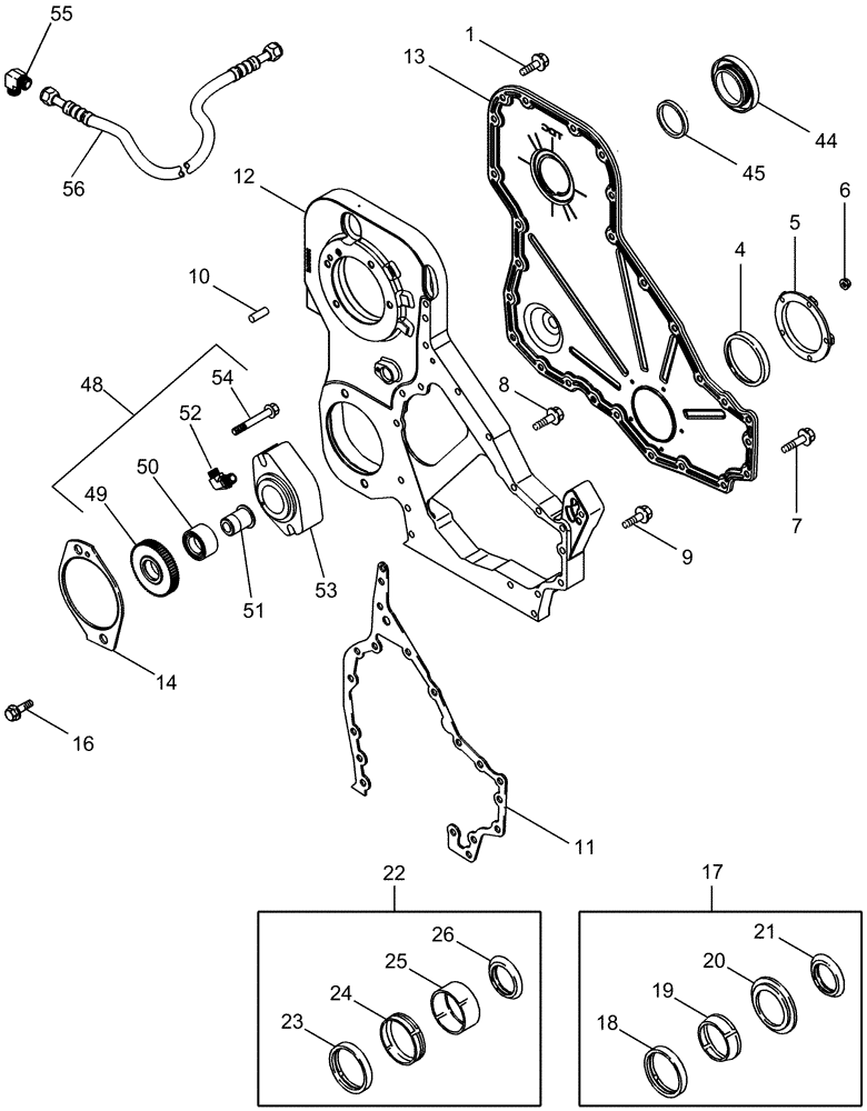 Схема запчастей Case IH 625 - (10.102.01) - FRONT GEAR COVER (10) - ENGINE