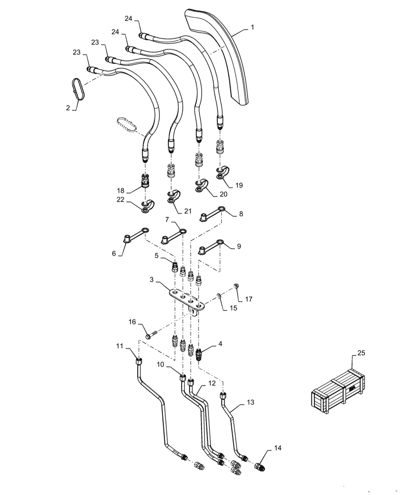 Схема запчастей Case IH L340A - (35.525.030) - MID MOUNT PLUMBING (35) - HYDRAULIC SYSTEMS