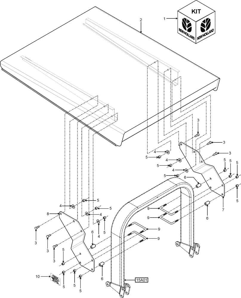 Схема запчастей Case IH FARMALL 120A - (88.100.AN[04]) - 84314717 NEF TRACTOR DIA KIT FOPS CANOPY (88) - ACCESSORIES