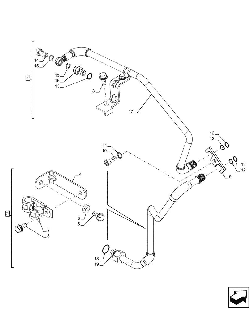 Схема запчастей Case IH F4DFE617L B002 - (10.254.AZ[02]) - ENGINE EXHAUST BRAKE, PIPE, WATER SUPPLY (10) - ENGINE