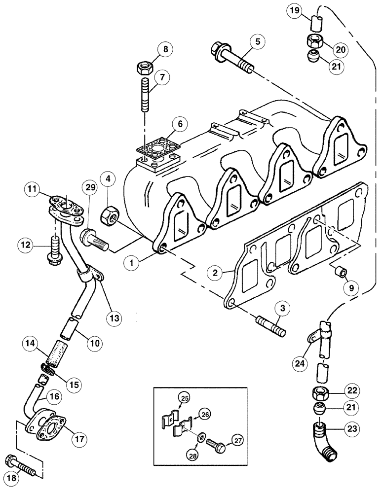 Схема запчастей Case IH CX80 - (02-31) - MANIFOLD, CX80, CX90 (02) - ENGINE