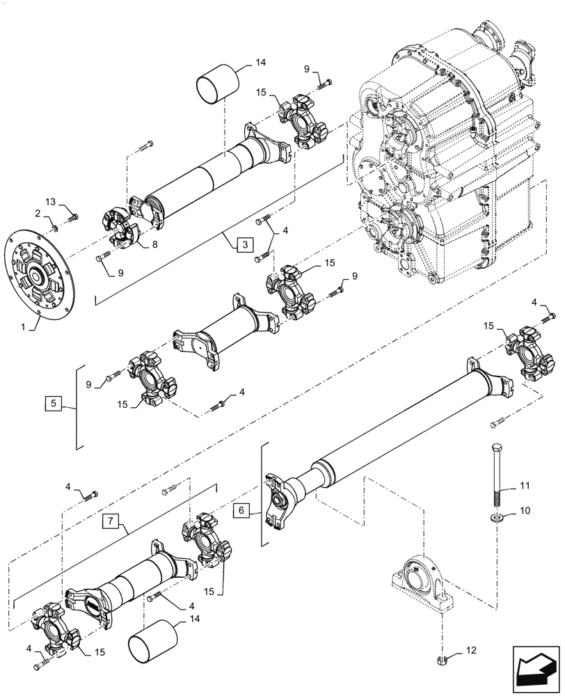 Схема запчастей Case IH QUADTRAC 370 - (23.314.110) - DRIVE SHAFT ASSY, 8C (23) - FOUR WHEEL DRIVE SYSTEM