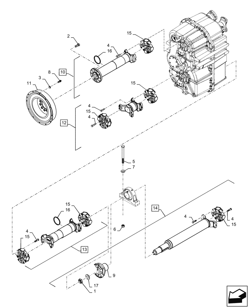 Схема запчастей Case IH QUADTRAC 500 - (23.314.180) - DRIVE SHAFT ASSY, 8.5C (23) - FOUR WHEEL DRIVE SYSTEM