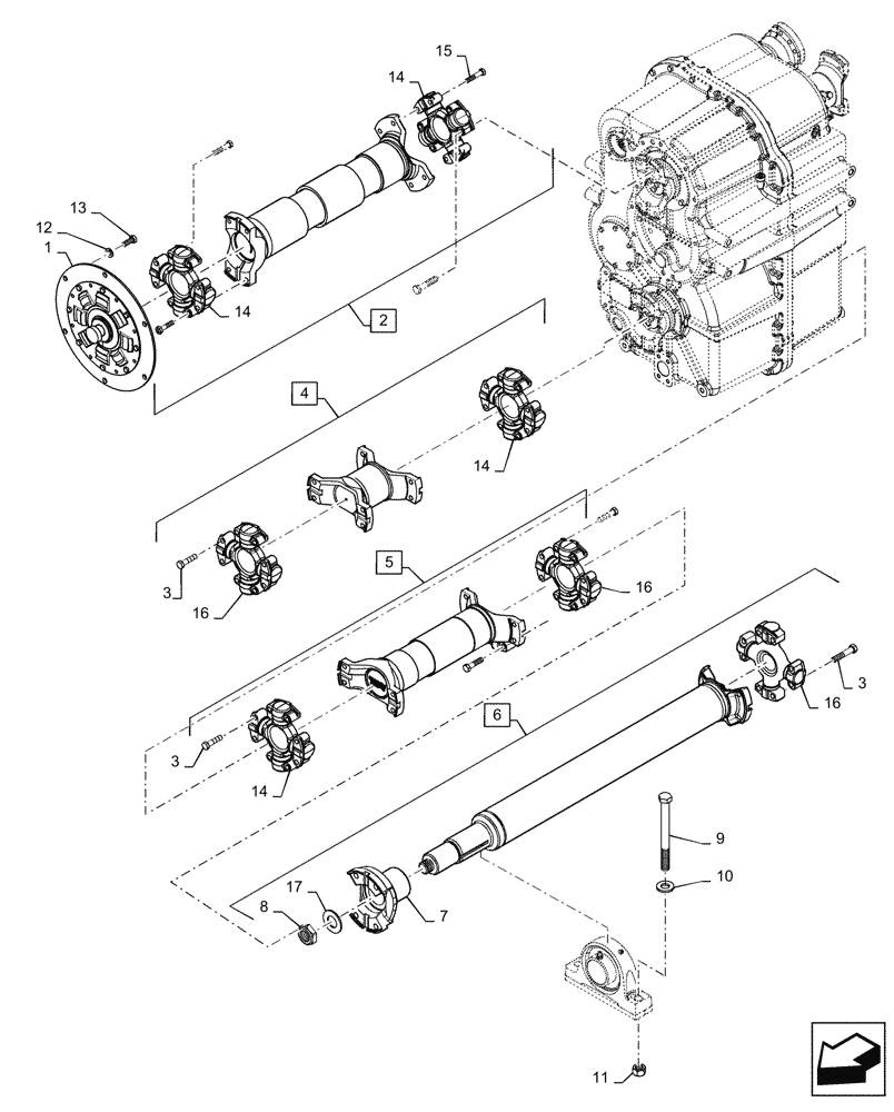 Схема запчастей Case IH STEIGER 500 - (23.314.220) - DRIVE SHAFT ASSY (23) - FOUR WHEEL DRIVE SYSTEM