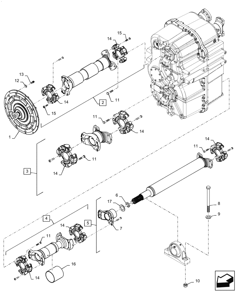 Схема запчастей Case IH QUADTRAC 580 - (23.314.260) - DRIVE SHAFT ASSY, 9C (23) - FOUR WHEEL DRIVE SYSTEM