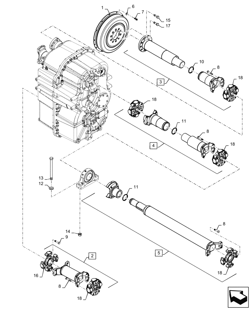 Схема запчастей Case IH QUADTRAC 470 - (23.314.150) - DRIVE SHAFT ASSY, 8.5C (23) - FOUR WHEEL DRIVE SYSTEM