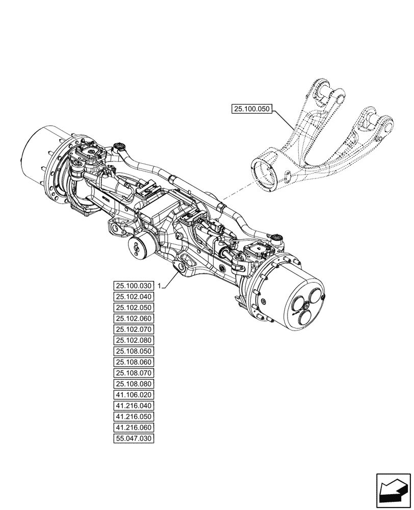 Схема запчастей Case IH OPTUM 270 CVT - (25.100.025) - VAR - 758796 - FRONT AXLE, W/ FRONT BRAKES (25) - FRONT AXLE SYSTEM