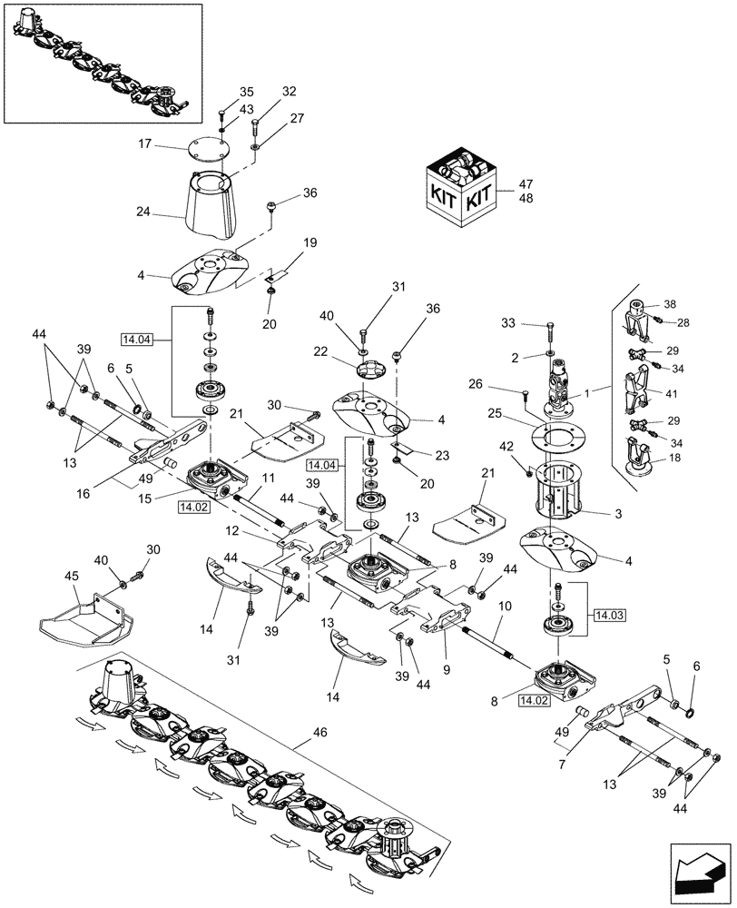 Схема запчастей Case IH TD102 - (14.01) - CUTTERBAR (58) - ATTACHMENTS/HEADERS