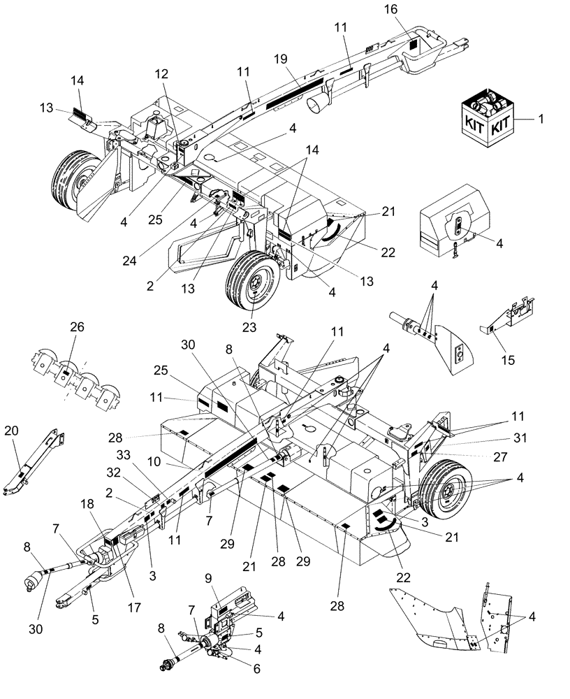 Схема запчастей Case IH DC132 - (08.06) - DECALS, STANDARD & SWIVEL TONGUE MODELS (08) - SHEET METAL