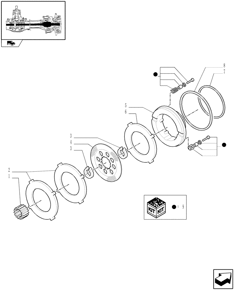 Схема запчастей Case IH FARMALL 105N - (1.40.3/10[03]) - STD FRONT AXLE W/ELECTROHYDR. DIFF. LOCK, W/FRONT BRAKES (40 KM/H) - BRAKE DISCS (VAR.336329) (04) - FRONT AXLE & STEERING