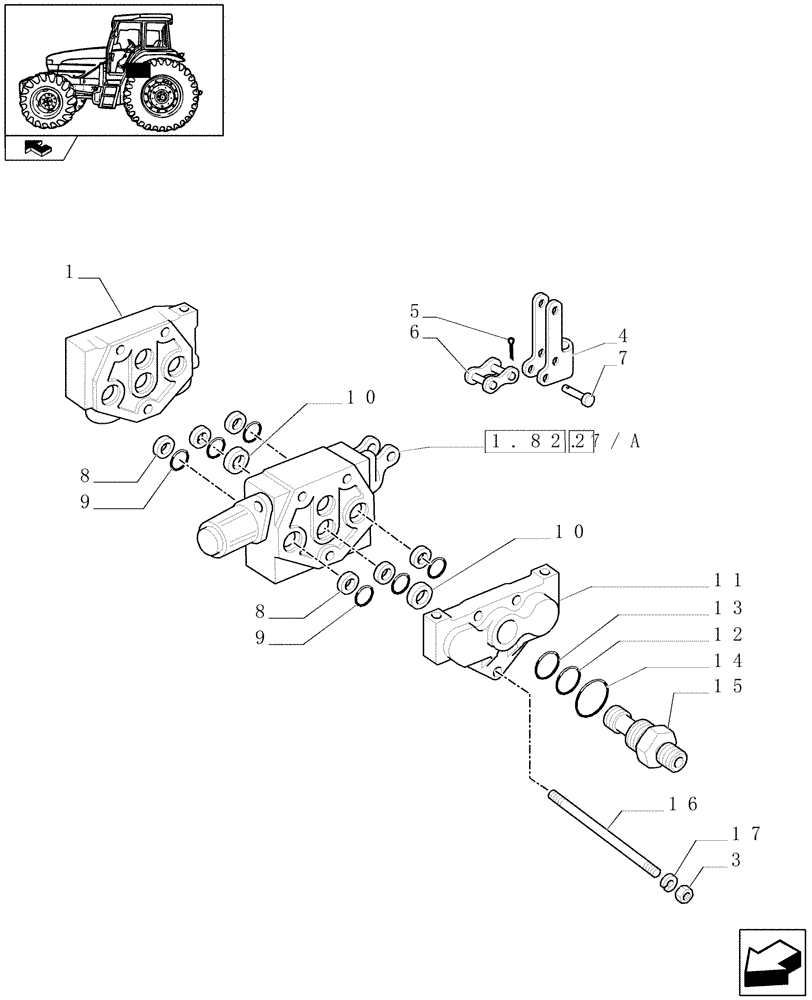 Схема запчастей Case IH FARMALL 85U - (1.82.7[01]) - DOUBLE EFFECT DISTRIBUTOR - CONTROL VALVES & GASKETS (07) - HYDRAULIC SYSTEM