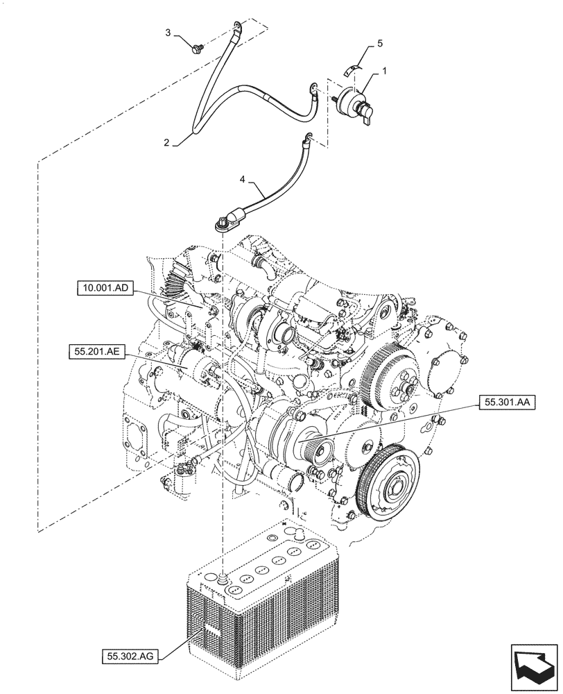 Схема запчастей Case IH SV185 - (55.302.AI[02]) - BATTERY DISCONNECT (55) - ELECTRICAL SYSTEMS