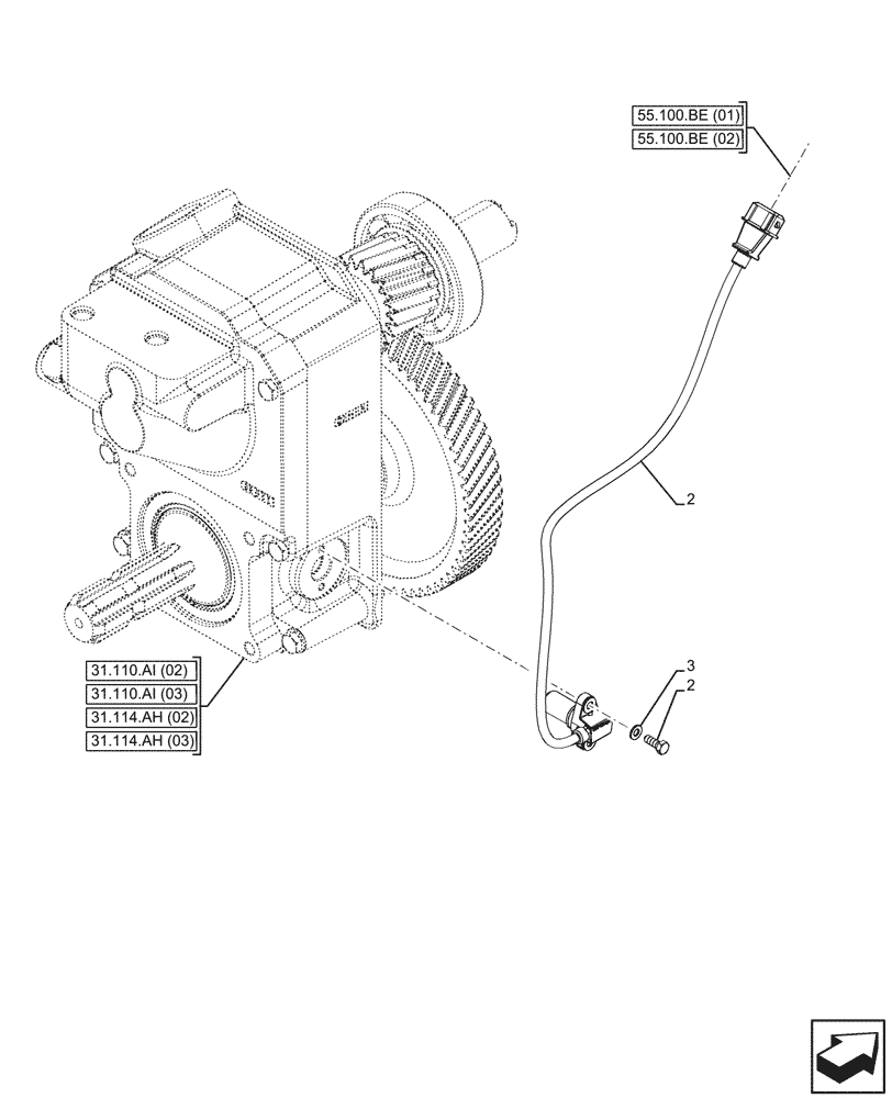 Схема запчастей Case IH FARMALL 90C - (55.048.AI) - PTO, SPEEDOMETER (55) - ELECTRICAL SYSTEMS