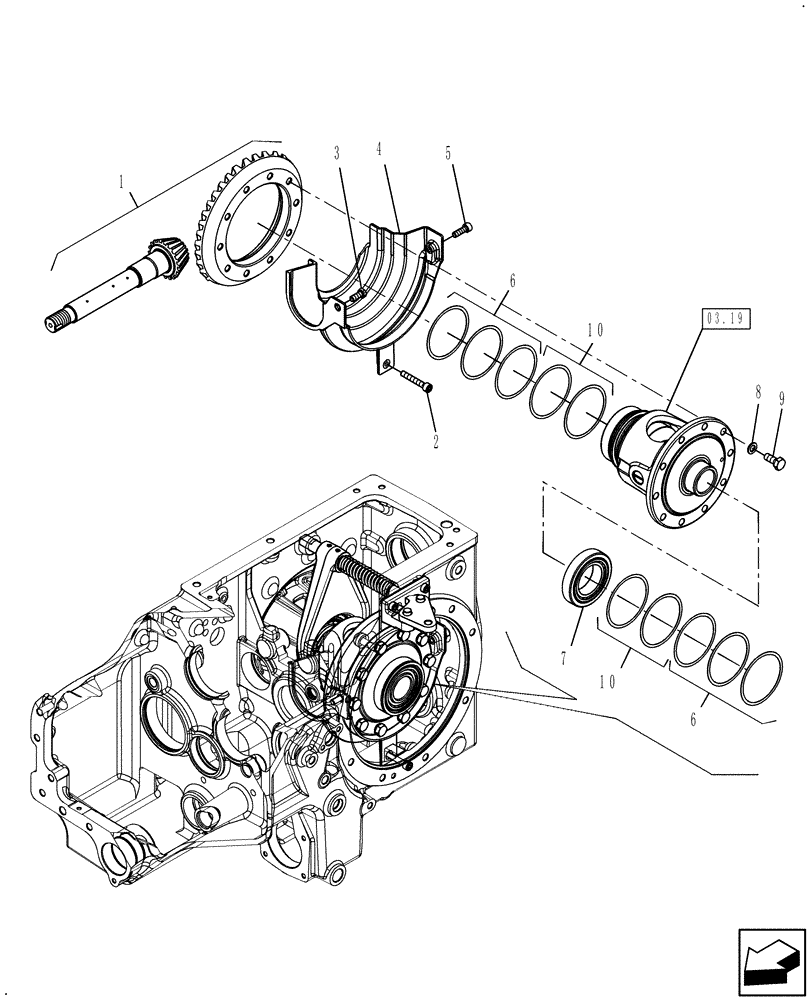 Схема запчастей Case IH FARMALL 50 - (03.18) - BEVEL GEAR SET (03) - TRANSMISSION