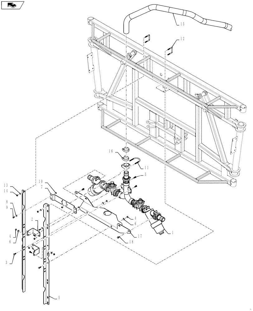 Схема запчастей Case IH 4420 - (09-055) - CENTER SECTION PLUMBING, 7 SECTION, 120’ BOOM Liquid Plumbing