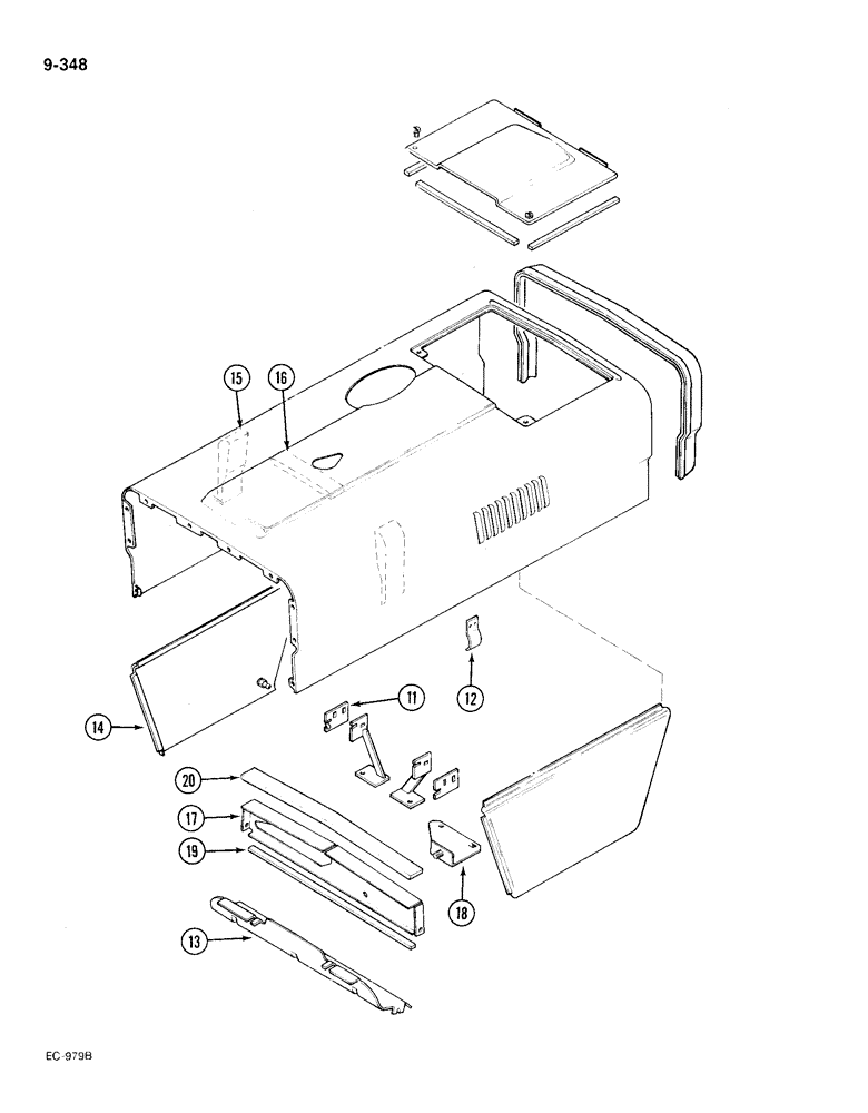 Схема запчастей Case IH 385 - (9-348) - HOOD AND PANELS (CONTD) (09) - CHASSIS/ATTACHMENTS