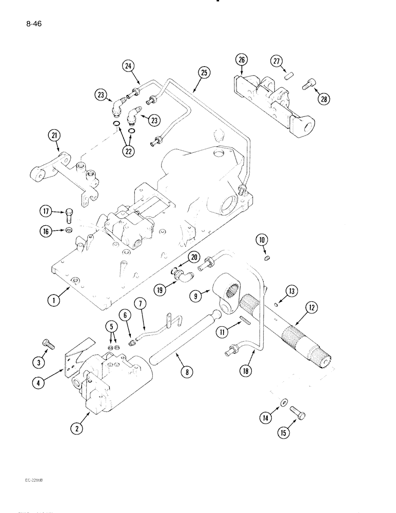 Схема запчастей Case IH 695 - (8-46) - DRAFT CONTROL (08) - HYDRAULICS