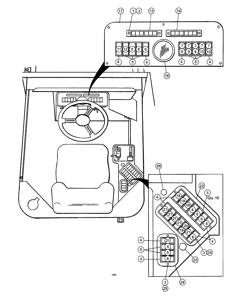 Схема запчастей Case IH SPX3185 - (002) - CAB INTERIOR, CONTROL PANELS (90) - PLATFORM, CAB, BODYWORK AND DECALS