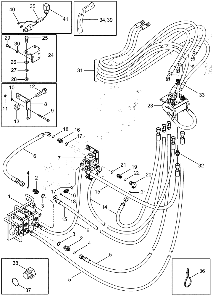 Схема запчастей Case IH LX232 - (08-09) - HYDRAULICS - JX1U TRACTOR - MID MOUNT (3 FUNCTION ONE LEVER QUICK CONNECT) (08) - HYDRAULICS