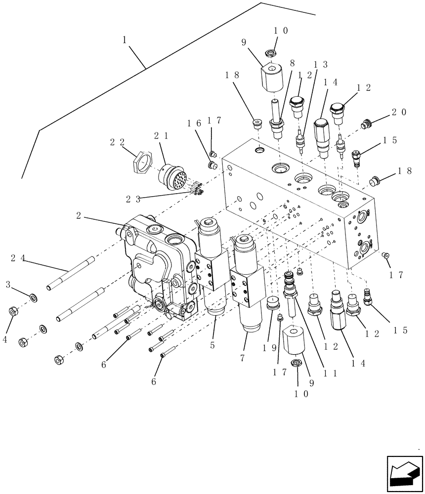 Схема запчастей Case IH 9120 - (35.204.05) - VALVE, FEEDER STACK W/ LATERAL TILT (35) - HYDRAULIC SYSTEMS