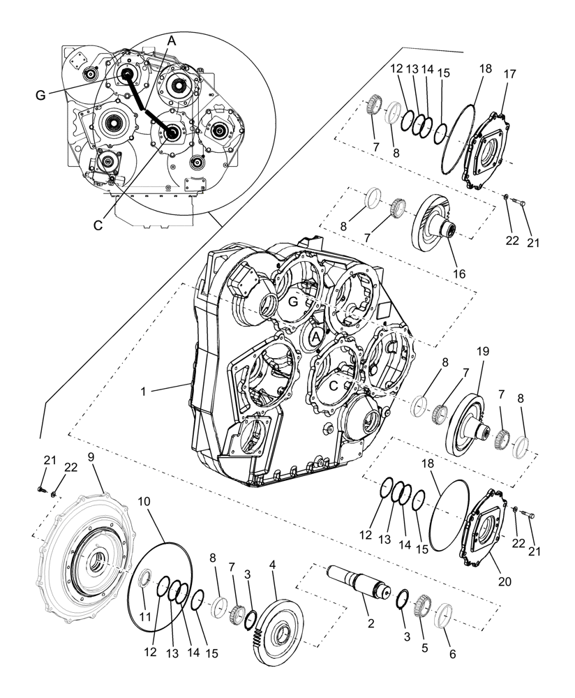 Схема запчастей Case IH AFX8010 - (C.10.B.42[2]) - PTO, INPUT SHAFT, ENGINE GEARBOX C - Power Train