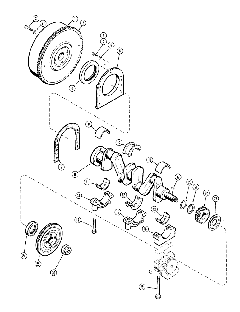 Схема запчастей Case IH M570AT - (014) - CRANKSHAFT AND FLYWHEEL, (159) SPARK IGNITION ENGINE (02) - ENGINE