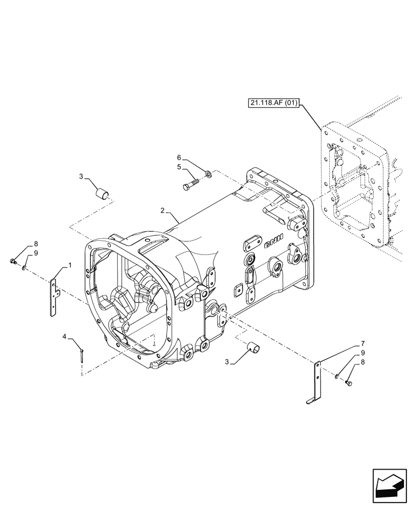 Схема запчастей Case IH FARMALL 85C - (21.120.AB[01]) - VAR - 330069, 333068, 333069, 390068 - GEARBOX (21) - TRANSMISSION