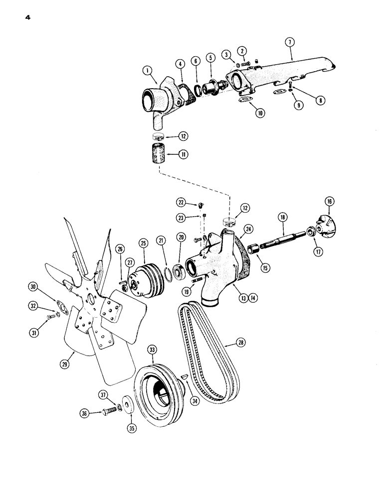 Схема запчастей Case IH A301D - (04) - ENGINE COOLING SYSTEM 