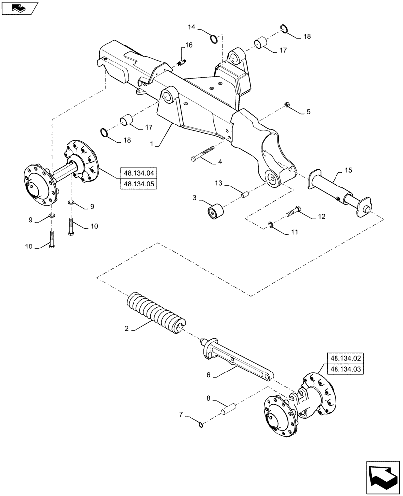 Схема запчастей Case IH QUADTRAC 450 - (48.134.01) - TRACK TENSIONERS AND UNDERCARRIAGE MOUNT (48) - TRACKS & TRACK SUSPENSION