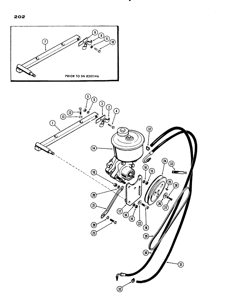 Схема запчастей Case IH 830-SERIES - (202) - POWER STEERING PUMP ATTACHMENT, GENERAL PURPOSE, 1ST USED TRAC. S/N 8168000 (05) - STEERING