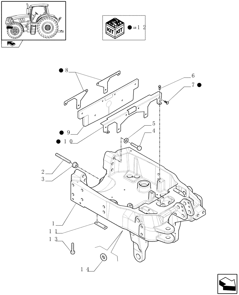 Схема запчастей Case IH PUMA 155 - (1.21.1/02[01]) - INTEGRATED FRONT HPL - AXLE SUPPORT (VAR.336831) (03) - TRANSMISSION