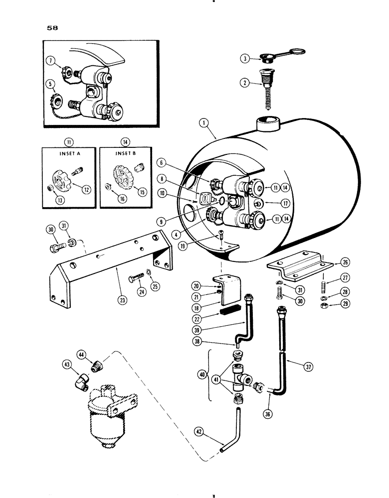 Схема запчастей Case IH 730 SERIES - (058) - FUEL TANK, 251 L. P. ENGINE, GROVE (03) - FUEL SYSTEM