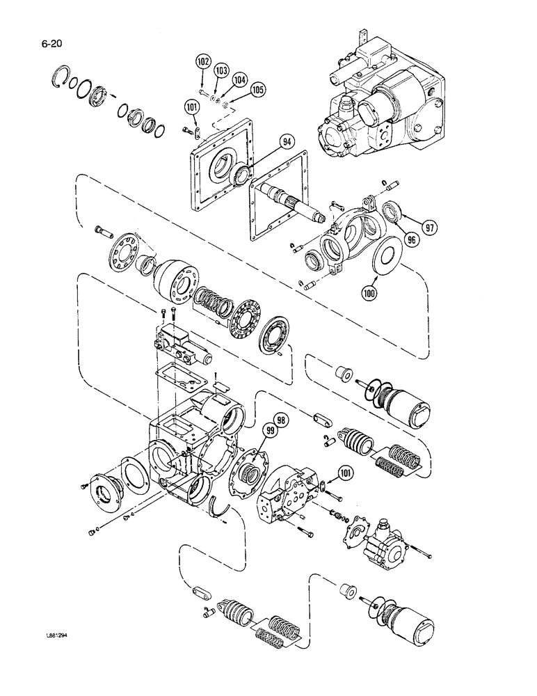 Схема запчастей Case IH 1640 - (6-20) - HYDROSTATIC PUMP, (CONT) (03) - POWER TRAIN