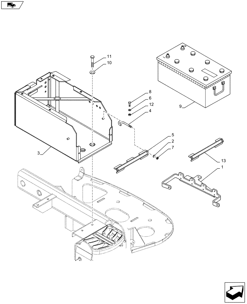 Схема запчастей Case IH PUMA 200 - (55.301.02) - BATTERY, COVERS AND RELATED SUPPORTS (55) - ELECTRICAL SYSTEMS