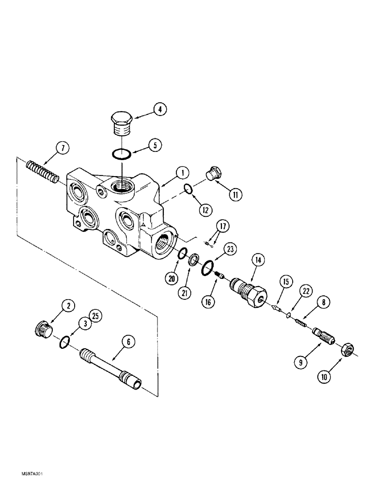 Схема запчастей Case IH 9370 QUADTRAC - (8-058) - HYDRAULIC REMOTE VALVE INLET COVER, WITH PRIORITY VALVE (08) - HYDRAULICS