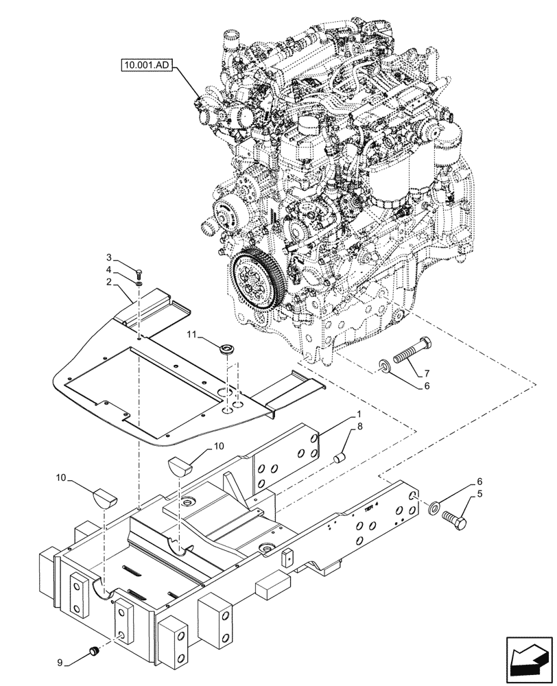 Схема запчастей Case IH FARMALL 65C - (25.100.AV[04]) - VAR - 334218, 334361 - AXLE SUPPORT, 4WD (25) - FRONT AXLE SYSTEM